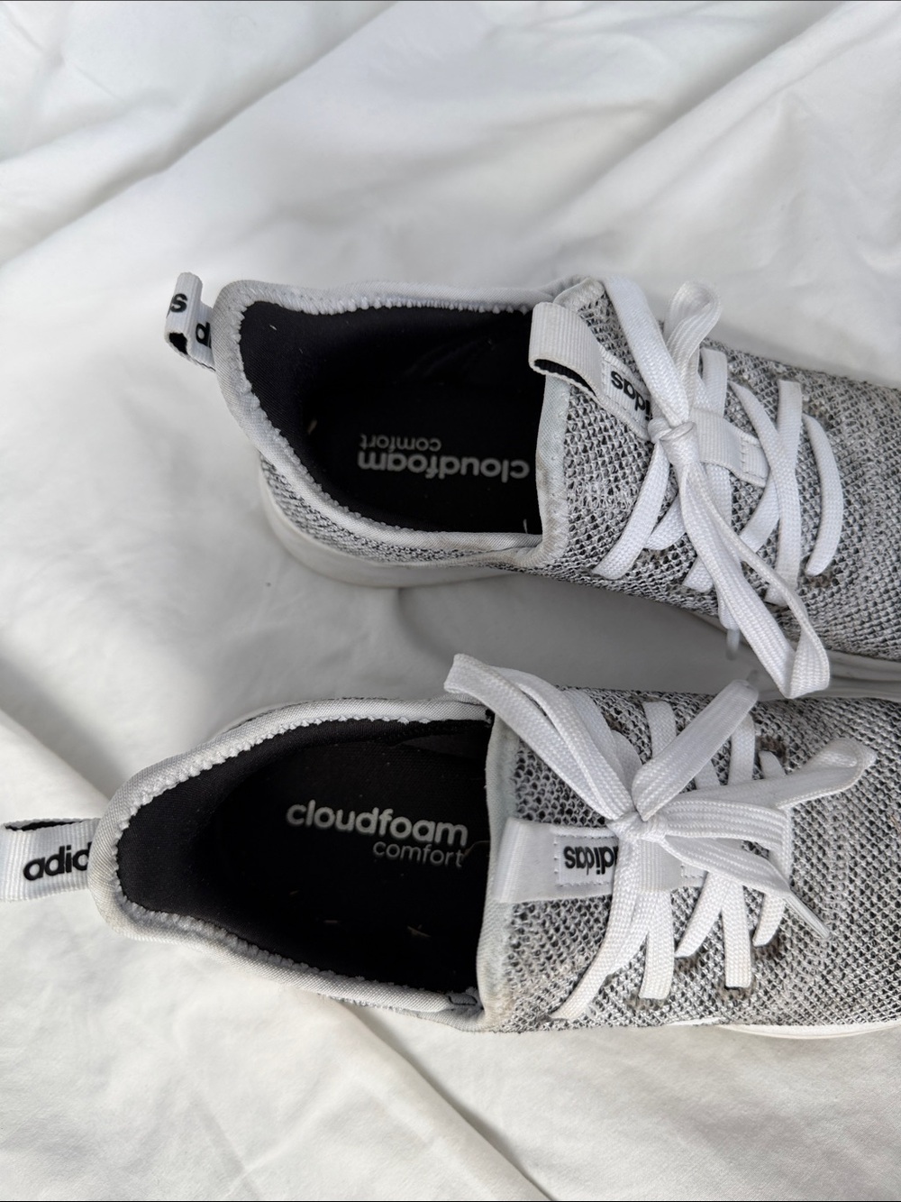 adidas women’s Knit Sneaker in White and Gray - Picture 6 of 9